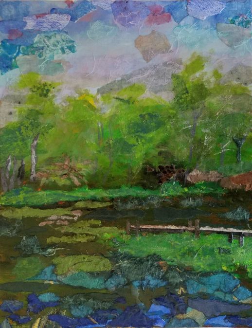 Nature Walk - Original collage painting by Isabelle Griesmyer