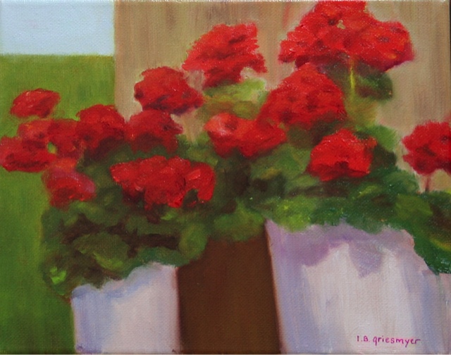 Geraniums - Original oil painting by Isabelle Griesmyer