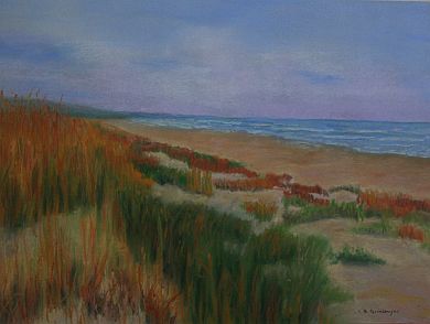 Secluded Beach - Original pastel painting by Isabelle Griesmyer